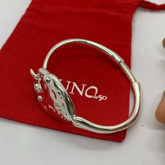 UNO de 50 Bracelet - Heart Lock Hinged Bracelet Silver-Plated Bead Unisex - Picture 3 of 9